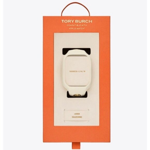 Tory Burch Apple Watch Band 41mm White Silicone Strap The T Monogram TBS0106